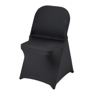 Stretch Spandex Folding Chair Covers, Universal Fitted Chair Cover, Removable Washable Protective Slipcovers, for Wedding, Holiday, Banquet, Party, Celebration, Dining (50PCS Black)