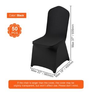 stretch spandex folding chair covers, universal fitted chair cover, removable washable protective slipcovers, for wedding, holiday, banquet, party, celebration, dining (50pcs black)