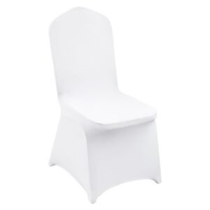 stretch spandex folding chair covers, universal fitted chair cover, removable washable protective slipcovers, for wedding, holiday, banquet, party, celebration, dining (50pcs white)