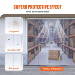 strip curtain 16pcs, 96" height, 96" width, 0.08" thickness, clear smooth plastic door strips with 50% overlap, pvc strip door curtain freezer curtain for warehouses, walk in freezers, coolers