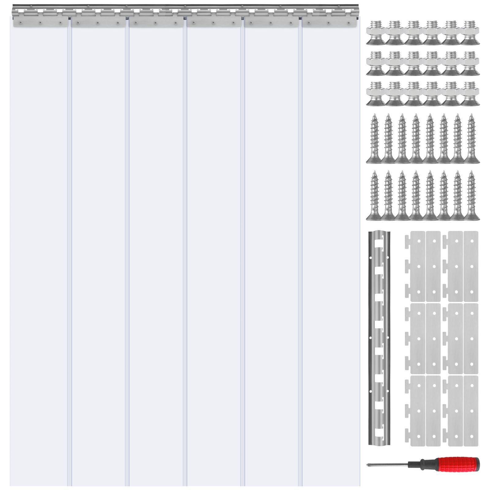strip curtain, 84" height x 38" width, 0.08" thickness, 6pcs clear pvc strip door curtain, freezer curtain, plastic door strips for walk in freezers, coolers & warehouse doors, with 50% overlap