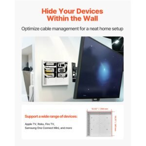 structured media enclosure, 14 inch, recessed in wall media box with cover, wall mount cable management box kit, structured wiring multi media cabinet, cold rolled steel, for tv home theater