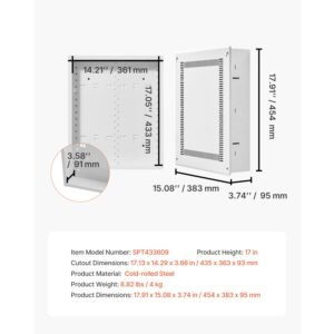 structured media enclosure, 17 inch, recessed in wall media box with cover, wall mount cable management box kit, structured wiring multi media cabinet, cold rolled steel, for tv home theater