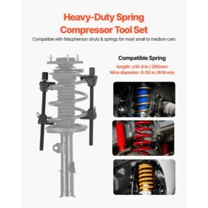 strut spring compressor, 2 pack, heavy duty coil spring compressor tool with 10.4 inches(256 mm) range, compatible with 0.86 inches(22 mm) hex sockets, fit for car truck motorcycle, black