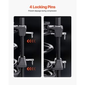 strut spring compressor, 2 pack, heavy duty coil spring compressor tool with 10.4 inches(256 mm) range, compatible with 0.86 inches(22 mm) hex sockets, fit for car truck motorcycle, black