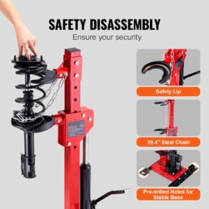 strut spring compressor, 4.5 ton/9920 lbs hydraulic jack capacity, 1 ton rated compression force, auto strut coil spring compressor tool, hydraulic spring compressor for strut spring removing