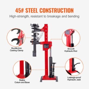 strut spring compressor, 4.5 ton/9920 lbs hydraulic jack capacity, 1 ton rated compression force, auto strut coil spring compressor tool, hydraulic spring compressor for strut spring removing