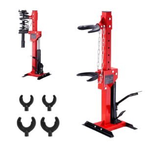 strut spring compressor, 4.5 ton/9920 lbs hydraulic jack capacity, 1 ton rated compression force, auto strut coil spring compressor tool, hydraulic spring compressor for strut spring removing