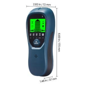stud finder wall scanner, 5 in 1, electronic wall stud detector with smart sensor, high definition lcd display and audio alarm, for the center and edge of metal, ac wire, joists, pipes, blue