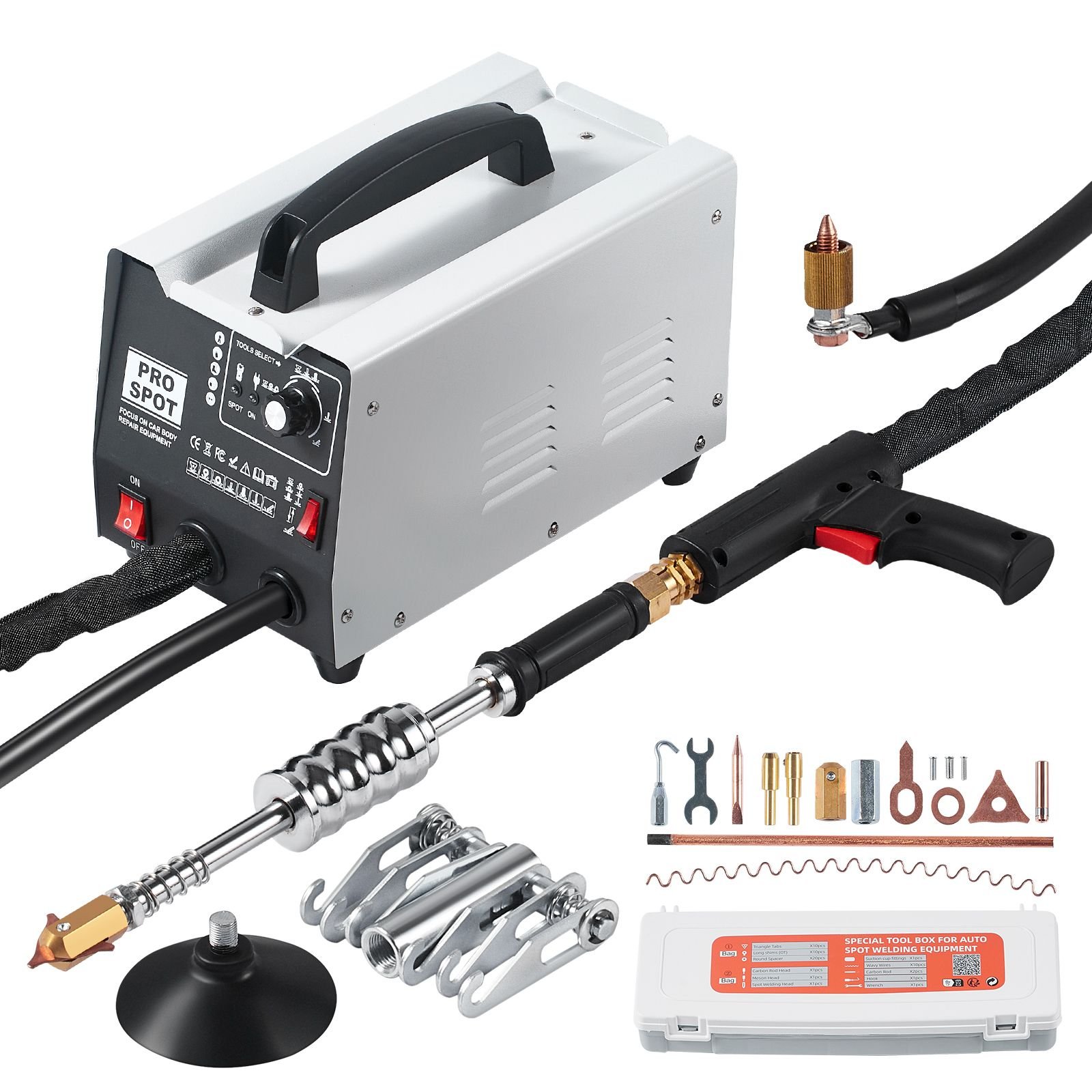 stud welder dent repair kit, 110v auto body spot welding dent puller machine with 7 welding modes & adjustable power, 1.8kw spot welder dent removal tool for car, truck dent repair