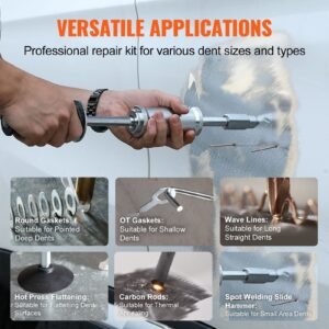 stud welder dent repair kit, 3kw spot welder dent puller with 6 welding modes, auto body spot welding dent puller machine & 16 types of welding accessories for car, truck, motorcycle dent repair