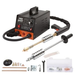 stud welder dent repair kit, 3kw spot welder dent puller with 6 welding modes, auto body spot welding dent puller machine & 16 types of welding accessories for car, truck, motorcycle dent repair