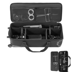 Studio Equipment Trolley Case, 46.46 x 14.57 x 11.81 in / 118 x 37 x 30 cm, Rolling Camera Bag, Carrying Bag with Wheels Straps Padded Compartment Handle, for Light Stands, Tripods, Telescopes