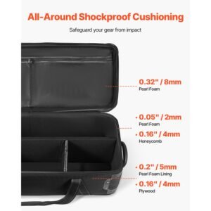studio equipment trolley case, 46.46 x 14.57 x 11.81 in / 118 x 37 x 30 cm, rolling camera bag, carrying bag with wheels straps padded compartment handle, for light stands, tripods, telescopes