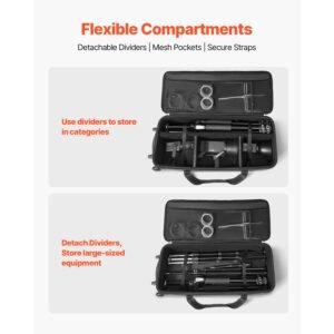 studio equipment trolley case, 46.46 x 14.57 x 11.81 in / 118 x 37 x 30 cm, rolling camera bag, carrying bag with wheels straps padded compartment handle, for light stands, tripods, telescopes