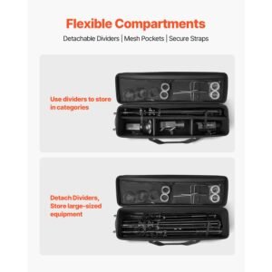studio equipment trolley case, 51.57 x 14.37 x 14.96 in / 131 x 36.5 x 38 cm, rolling camera bag, carrying bag with wheels straps padded compartment handle, for light stands, tripods, telescopes