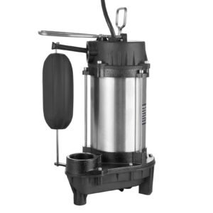 submersible sewage pump, 0.75hp 5000 gph, cast iron sewage water pump with 28 ft lift 10 ft power cord and automatic float switch, stainless steel for clean flooded basement yard farm sewer