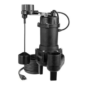 Submersible Sewage Pump, 3/4 HP, 6000 GPH Cast Iron Sewage/Effluent Pump with Automatic Tethered Float Switch, 2-Inch NPT Discharge, 120V, 23 ft Max Lift, for Basement, Septic Tank, Residential