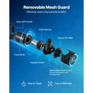 submersible water pump, 280w 4500gph, aquarium return pump with 16.4 ft lift height & 180° adjustable flow direction, suitable for pond, aquarium, fountain, waterfall, and fish tank
