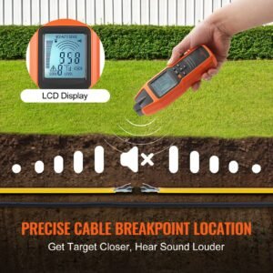 subterranean wire tracker, up to 3 ft detection depth, voltage range 12 600v, circuit and line break locator, extends to 6561 ft for underground pipes, electric fencing, hidden wires
