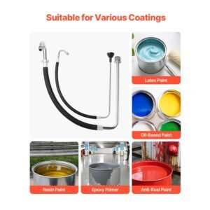 suction hose tube and reflux line sets, aluminum alloy an rubber suction hose and reflux line set, paint sprayers tool part, compatible with multiple airless spraying/line painting machine
