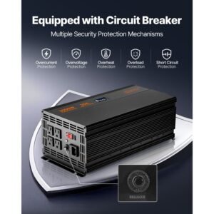 sump pump battery backup system, 3000w, auto switches to battery inverter for continuous sump pump operation, pure sine wave, lcd display, for basement protection emergency and power outage
