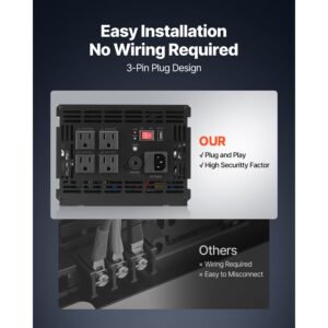 sump pump battery backup system, 3000w, auto switches to battery inverter for continuous sump pump operation, pure sine wave, lcd display, for basement protection emergency and power outage