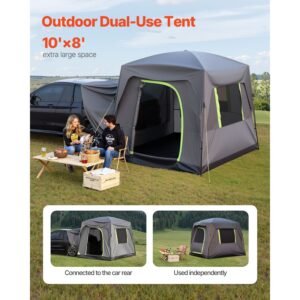 suv tent for camping, 10ft l x 8ft w, waterproof pu2000mm spacious double layer design for 5 8 person, suv camping tent with mesh windows, includes rainfly & storage bag, for outdoor activities
