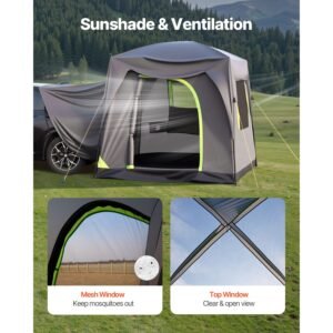suv tent for camping, 10ft l x 8ft w, waterproof pu2000mm spacious double layer design for 5 8 person, suv camping tent with mesh windows, includes rainfly & storage bag, for outdoor activities