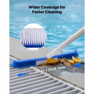swimming pool cleaning kit, includes 2 detachable brush heads (20 inch / 5.5 inch) and 2 pool skimmer nets, 4 in 1 inground/above ground pools cleaning tools set for leaf, fine mesh, no poles