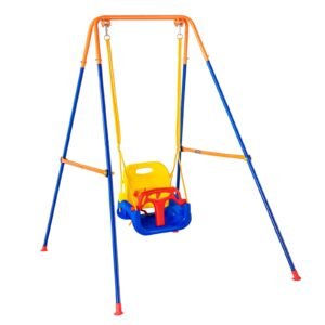 swing sets for backyard, 3 in 1 toddler swing set with 4 sandbags, foldable metal stand, easy to assemble, swingset indoor/outdoor for kids 3 6 years, youth 6 10 years and teenagers 10+