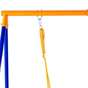 swing sets for backyard, 440lbs load capacity swing set, 40" saucer swing seat with heavy duty a frame metal swing stand and adjustable rope, easy to assemble, swingset outdoor for kids