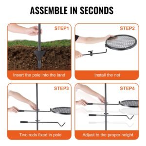 swivel campfire grill, fire pit grill grate over fire pits, heavy duty steel grill grates, 360° adjustable open fire outdoor cooking equipment, portable camp fire racks for camping outdoor bbq