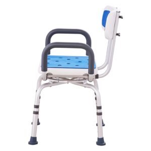 swivel shower chair 360 degree, adjustable shower seat with armrests and backrest for inside shower or bathtub, non slip rotating bathtub chair seat for elderly disabled injured, 400lbs capacity