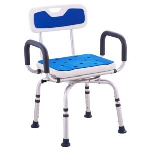 swivel shower chair 360 degree, adjustable shower seat with armrests and backrest for inside shower or bathtub, non slip rotating bathtub chair seat for elderly disabled injured, 400lbs capacity