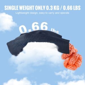 synthetic soft shackle, 1/2" x 22" (2 pack) 44092 lbs (20 ton) breaking strength recovery tow shackles with extra 2 sleeves & storage bag for utv, atv, trucks, jeep, off road vehicles, orange