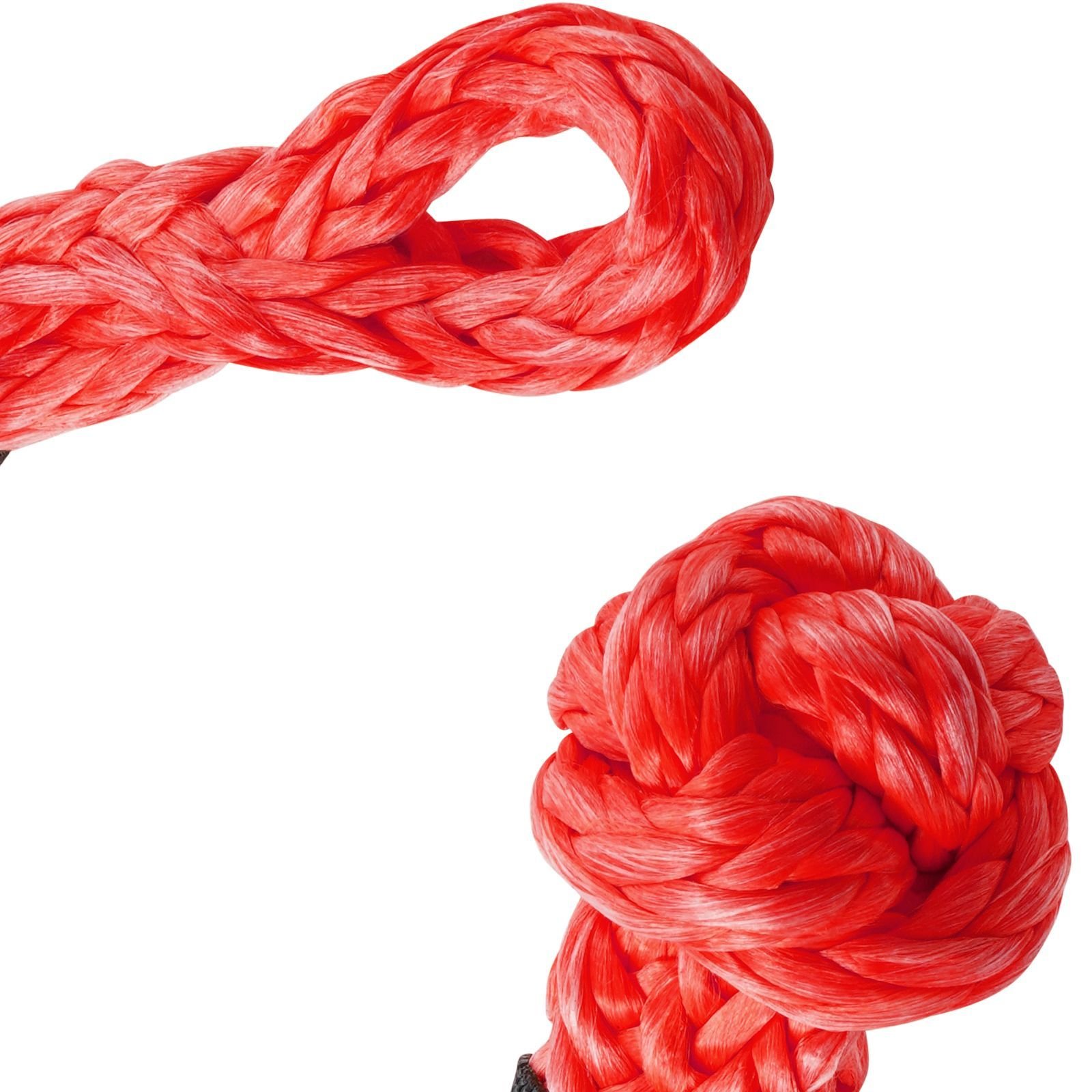 synthetic soft shackle, 1/2" x 22" (2 pack) 44092 lbs (20 ton) breaking strength recovery tow shackles with extra 2 sleeves & storage bag for utv, atv, trucks, jeep, off road vehicles, red