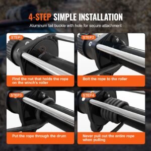 synthetic winch rope, 3/8 inch x 85 feet 26,500 lbs synthetic winch line cable rope with protective sleeve + forged winch hook + pull strap, universal fit for suv, large off road vehicle, truck