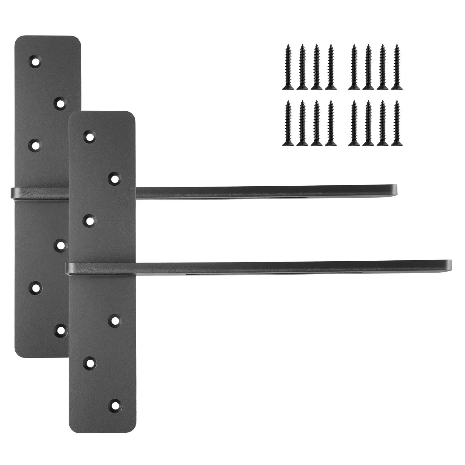 t shelf brackets 2 pcs, 200 lbs/90 kg weight capacity, 14x2.89x12 in / 355.6x73.5x304.8 mm, solid steel heavy duty brackets for shelves, countertop support floating bracket hardware with screws