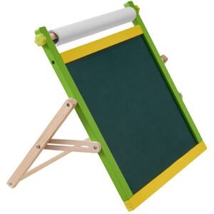 tabletop art easel for kids, 3 in 1 wooden double sided kid's art easel with magnetic whiteboard, chalkboard, paper roll, foldable portable drawing board with painting accessories for boys girls