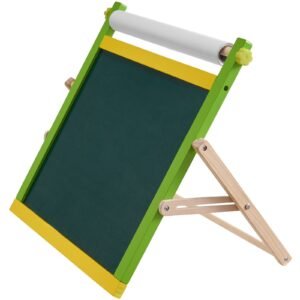 tabletop art easel for kids, 3 in 1 wooden double sided kid's art easel with magnetic whiteboard, chalkboard, paper roll, foldable portable drawing board with painting accessories for boys girls