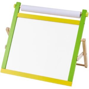 tabletop art easel for kids, 3 in 1 wooden double sided kid's art easel with magnetic whiteboard, chalkboard, paper roll, foldable portable drawing board with painting accessories for boys girls