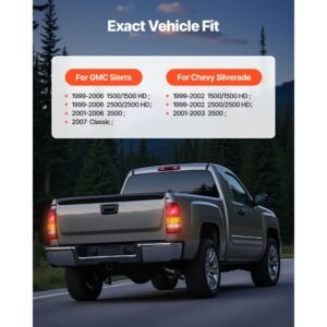 tail light assembly compatible with 1999 2003 chevy silverado 1999 2006 gmc sierra 1500 1500 hd 2500 2500 hd 3500, 2007 gmc sierra classic driver & passenger side taillights without bulbs (2pcs)