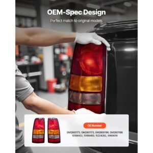 tail light assembly compatible with 1999 2003 chevy silverado 1999 2006 gmc sierra 1500 1500 hd 2500 2500 hd 3500, 2007 gmc sierra classic driver & passenger side taillights without bulbs (2pcs)