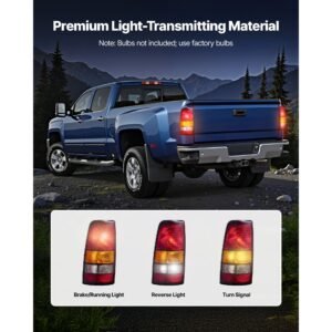 tail light assembly compatible with 1999 2003 chevy silverado 1999 2006 gmc sierra 1500 1500 hd 2500 2500 hd 3500, 2007 gmc sierra classic driver & passenger side taillights without bulbs (2pcs)