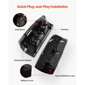 tail light assembly compatible with 1999 2006 chevy silverado 1500 2500 3500, 1999 2003 gmc sierra 1500 2500 1500/2500 hd, 2pcs left & right side taillights rear brake lamps without bulbs