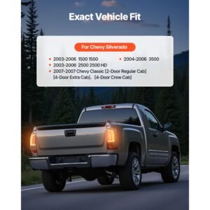 tail light assembly compatible with 2003 2006 chevy silverado 1500 1500 hd 2500 2500 hd 3500, 2007 2007 chevy classic, 2pcs driver & passenger side led taillight brake lamps with bulbs, black