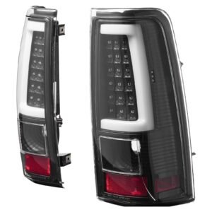 Tail Light Assembly Compatible with 2003-2006 Chevy Silverado 1500 1500 HD 2500 2500 HD 3500, 2007-2007 Chevy Classic, 2PCS Driver & Passenger Side LED Taillight Brake Lamps with Bulbs, Black