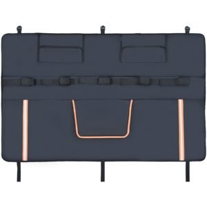 tailgate bike pad, 53" truck tailgate pad carry 5 mountain bikes, tailgate protection pad with reflective strips and tool pockets, tailgate pad with camera opening for mid size pickup trucks