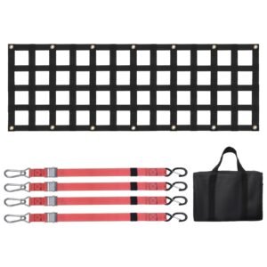 Tailgate Net, 54 in x 18 in, Heavy Duty Cargo Net for Truck Bed with 4 Adjustable Telescopic Straps, Extendable & Durable, Flexible Adjustment, Suitable for Pickup, Trailer, Truck, Jeep, SUV